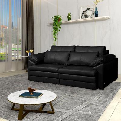 Sofá Retrátil Piece G58 2 Lugares 175cm Preto Couro Gran Belo