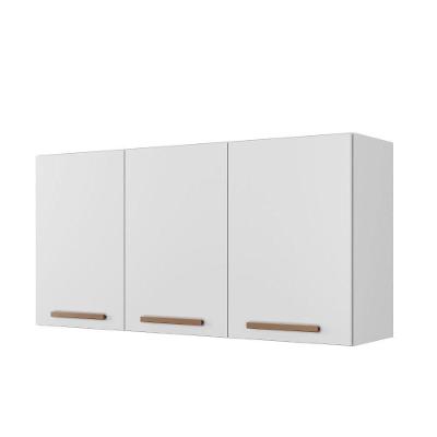 Armário Aéreo Ônix 104CM 3 Portas MDF-MDP Porta Bater Branco Arte Móveis