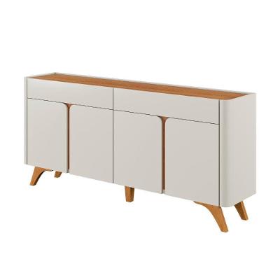 Buffet Aros 4 Portas Madeira Pés Reguláveis Off White Mavaular Móveis