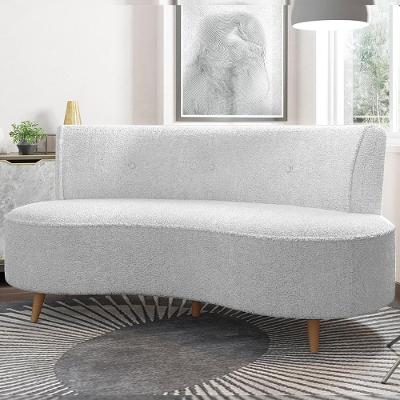 Sofá Aang 2 Lugares 160cm Bouclê Off Whiteg33 com Pés Palito Gran Belo