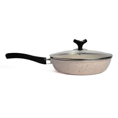 Frigideira Branca Cb 24cm Antiaderente Marmorizada 1,75L com Tampa de Vidro Javali