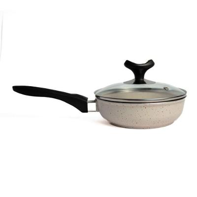 Frigideira Branca Cb 16cm Antiaderente Marmorizada 0,5L com Tampa de Vidro Javali