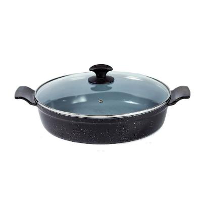 Frigideira AA 30cm Preto Liso Alumínio Cerâmico Antiaderente Tampa Vidro Temperado Talheres Juliana