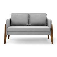 Kit 1 Sofá Namoradeira E 2 Poltronas Lana Suede Base De Madeira - D'rossi Cor Cinza - 7