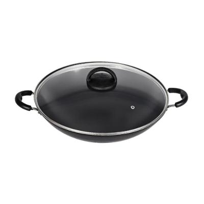 Panela Wok Tacho Chinês Alumínio Antiaderente 32cm 2,5L com Tampa de Vidro Jamar