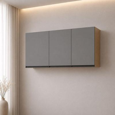 Armário Aéreo Modulado Essenza 3 Portas de Bater MDF-MDP Carvalho Andorra-cinza Puro Luciane Móveis