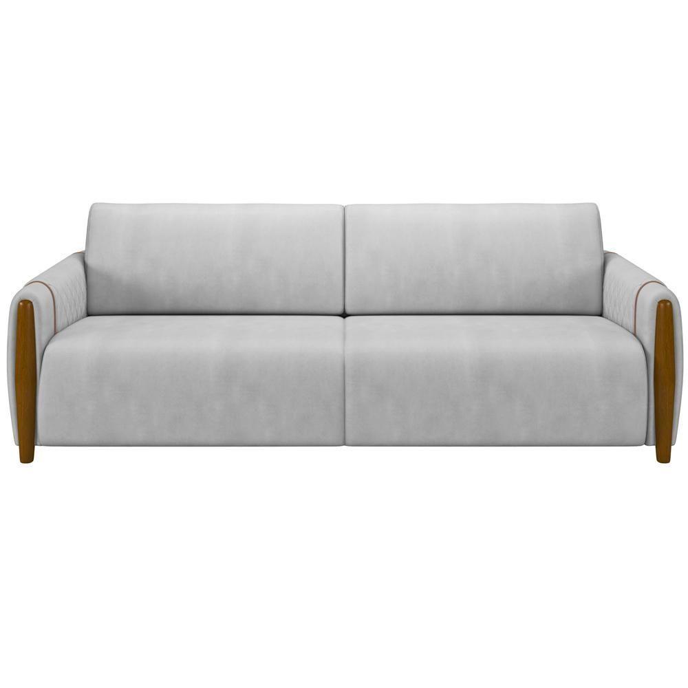 Kit Sofá 03 Lugares 223Cm Com 02 Poltronas Flora M03 Cinza - 7