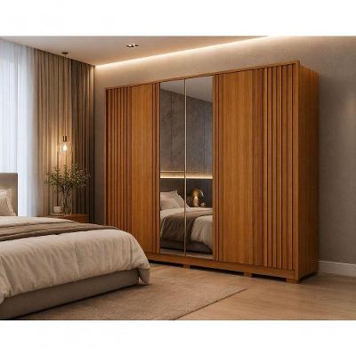 Guarda Roupa Casal Premium 6 Portas Giratórias 6 Gavetas Mdf Cinamomo Espelhado Arbo