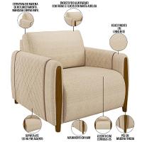 Kit Sofá 03 Lugares 223Cm Com 02 Poltronas Flora M03 Bege - 10