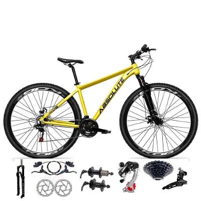 Bicicleta Absolute Nero 5 Alumínio 24v Câmbios Shimano Freio Hidráulico K7 Garfo Comtrava Amarelo 19