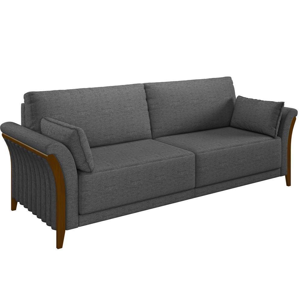 Kit Sofá 03 Lugares 222Cm Com 02 Poltronas M03 Linho Chumbo - 8