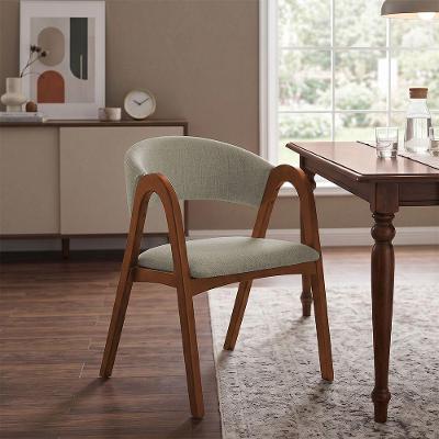 Cadeira para Sala de Jantar Valentina Madeira Maciça Mel Estofada em Linho Bege Ideal Decor
