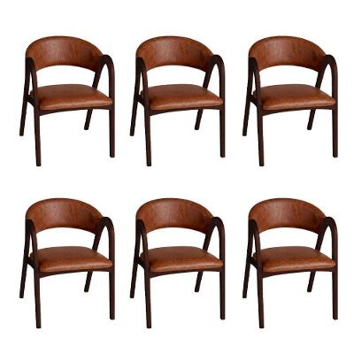 Kit 6 Cadeiras de Jantar Valentina Madeira Maciça Estofada Ocre Ideal Decor
