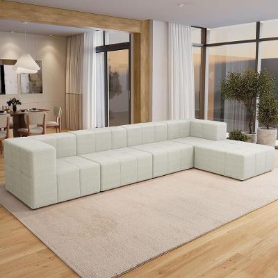 Sofá Lancaster F04 4 Lugares com Puff 352cm Creme Linho Cru Lyam Decor