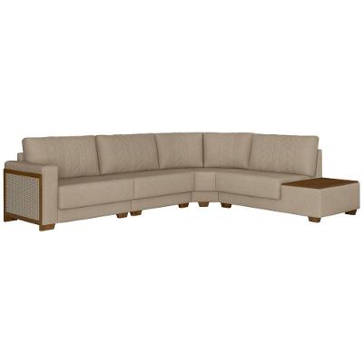 Sofá de Canto These 5 Lugares Fixo 324CM Bege Linho SAL Movelaria