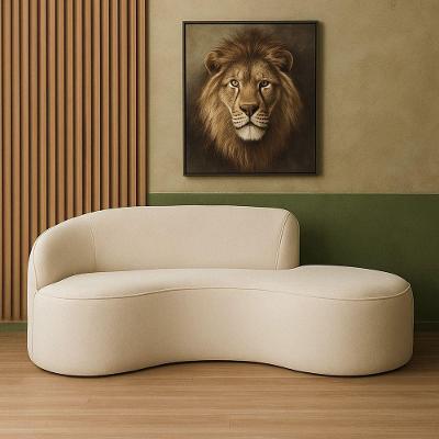 Sofá de Canto Mavie 3 Lugares Fixo 150CM Off White Bouclé Sofá Home