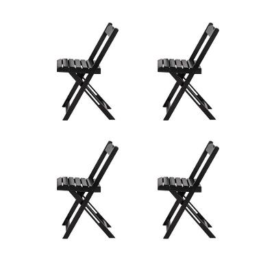 Kit 4 Cadeiras Dobráveis de Madeira Alta Resistência Jardim Preto Disa Móveis