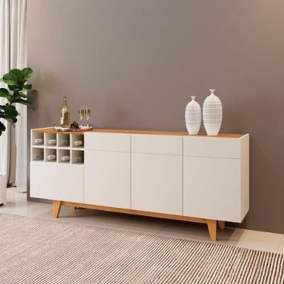 Buffet Duna 3 Portas 1 Gaveta com Adega MDF-MDP Off White Mavaular Móveis