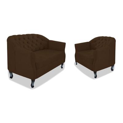 Kit Namoradeira E Poltrona Julia A02 Marrom