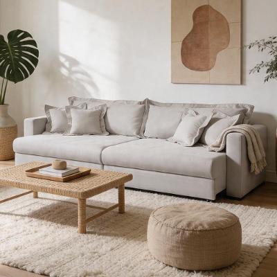 Sofá Missouri K01 3 Lugares Retrátil e Reclinável 230cm Bege Lyam Decor