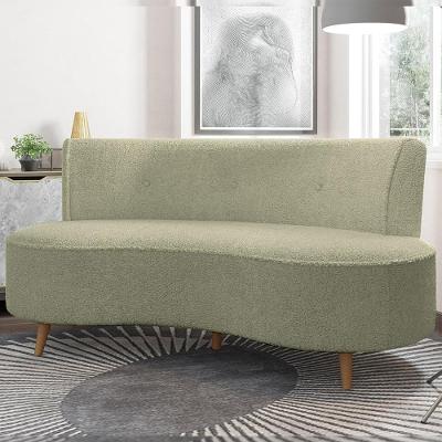 Sofá Aang 2 Lugares 160cm Verde Oliva Bouclê Pés Palito Gran Belo