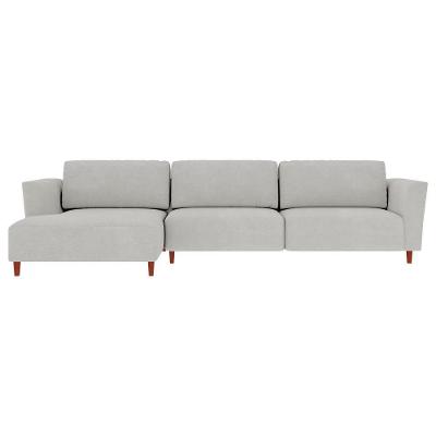 Sofá com Chaise Esquerda Franz 330cm Suede Cinza G52 Gran Belo