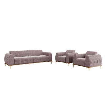 Conjunto de Sofá Euro G15 3 Lugares 260cm Rosê Veludo Gran Belo