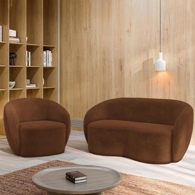 Conjunto Sofá Íbis G33 3 Lugares 180cm Marrom em Veludo Gran Belo