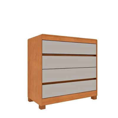 Cômoda Espanha 4 Gavetas MDF Puxador Metálico Cinamomo Off White Tcil Móveis