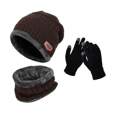 Kit Inverno Oem Geométrico 100% Lã Antialérgica Marrom Adulto