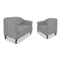 Kit Namoradeira E Poltrona Julia A02 Corano Cinza - 1