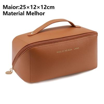 Necessaire Organizadora ATP01 para Cosméticos em PU Atualizado Marrom OEM