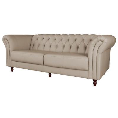 Sofá Maggiore G58 2 Lugares 180cm Bege Couro Estrutura Madeira Gran Belo