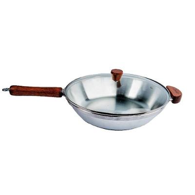 Frigideira Wok Oriental 2003JAV Alumínio Usinado sem Revestimento 28cm Inox Javali