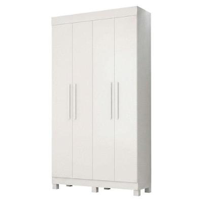 Guarda Roupa Quero 4 Portas de Bater 2 Gavetas MDF Branco Valdemóveis