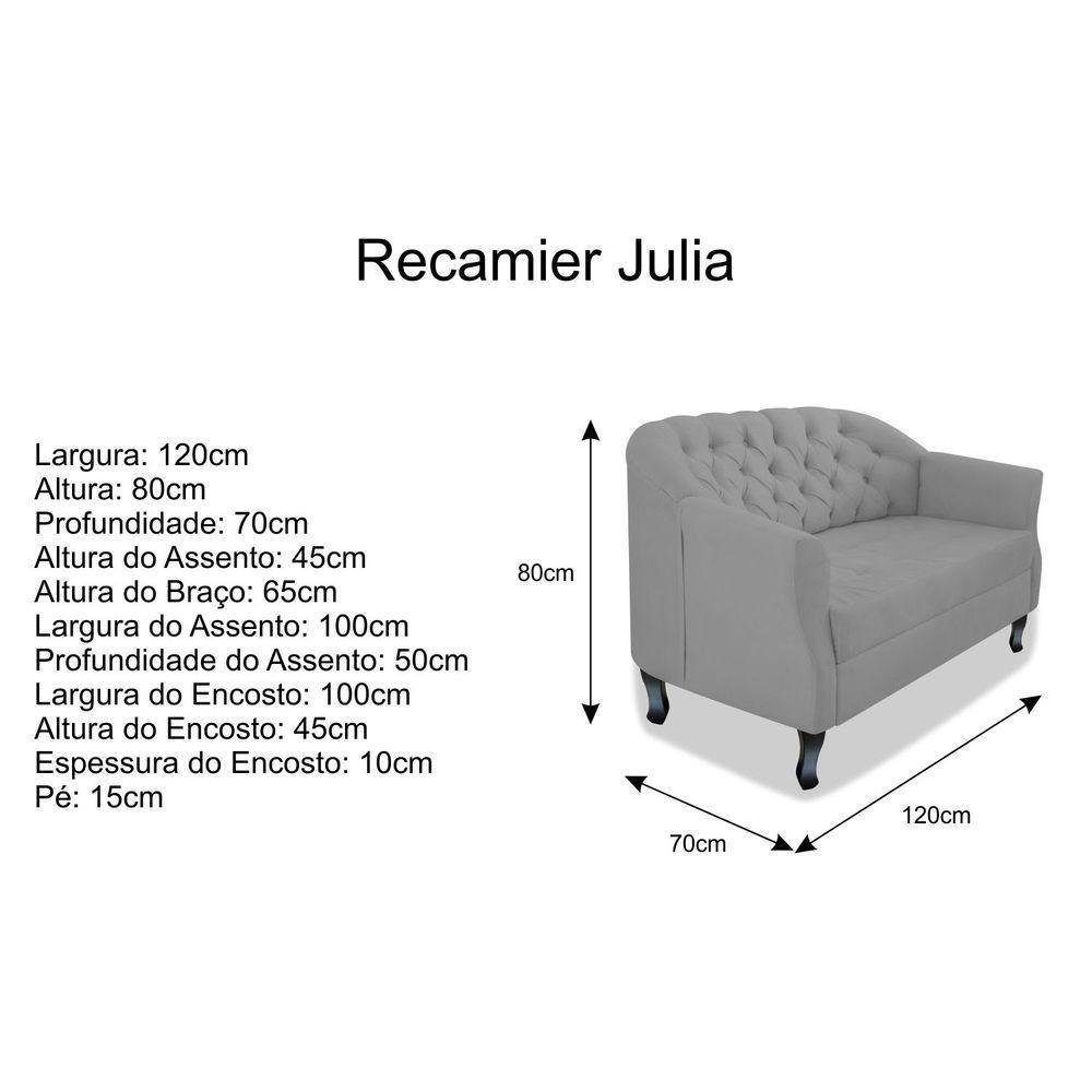 Kit Namoradeira E 02 Poltrona Julia Suede Cinza - 3