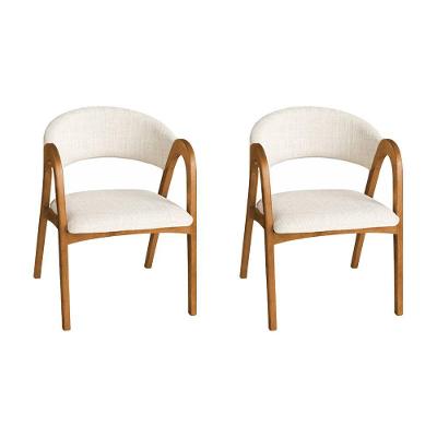 Kit 2 Cadeiras de Jantar Valentina Madeira Maciça Linho Off White Ideal Decor