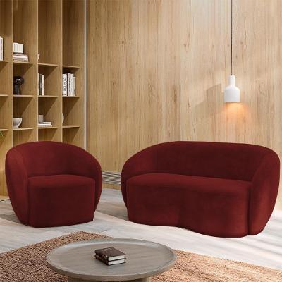 Conjunto Sofá Íbis G33 180cm Sala de Estar Bordô Veludo Gran Belo