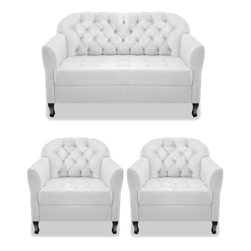 Kit Namoradeira E 02 Poltrona Julia Suede Branco - 1