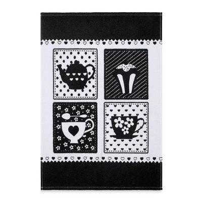 Pano de Copa Kazzavip Cooking Black 100% Algodão 50CM X 65CM 1 Peça Branco Estampado Buettner