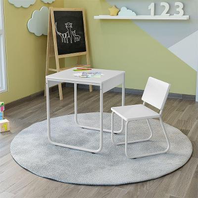Mesinha Infantil com Cadeira para Estudos e Desenhos Estrutura Aço Branco Infantile Móveis