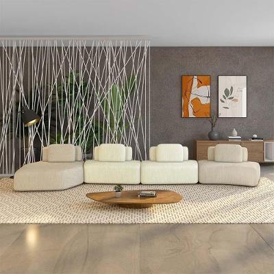 Sofá Modular Dakota 4 Módulos 626CM Linho Bege e Offwhite Gran Belo