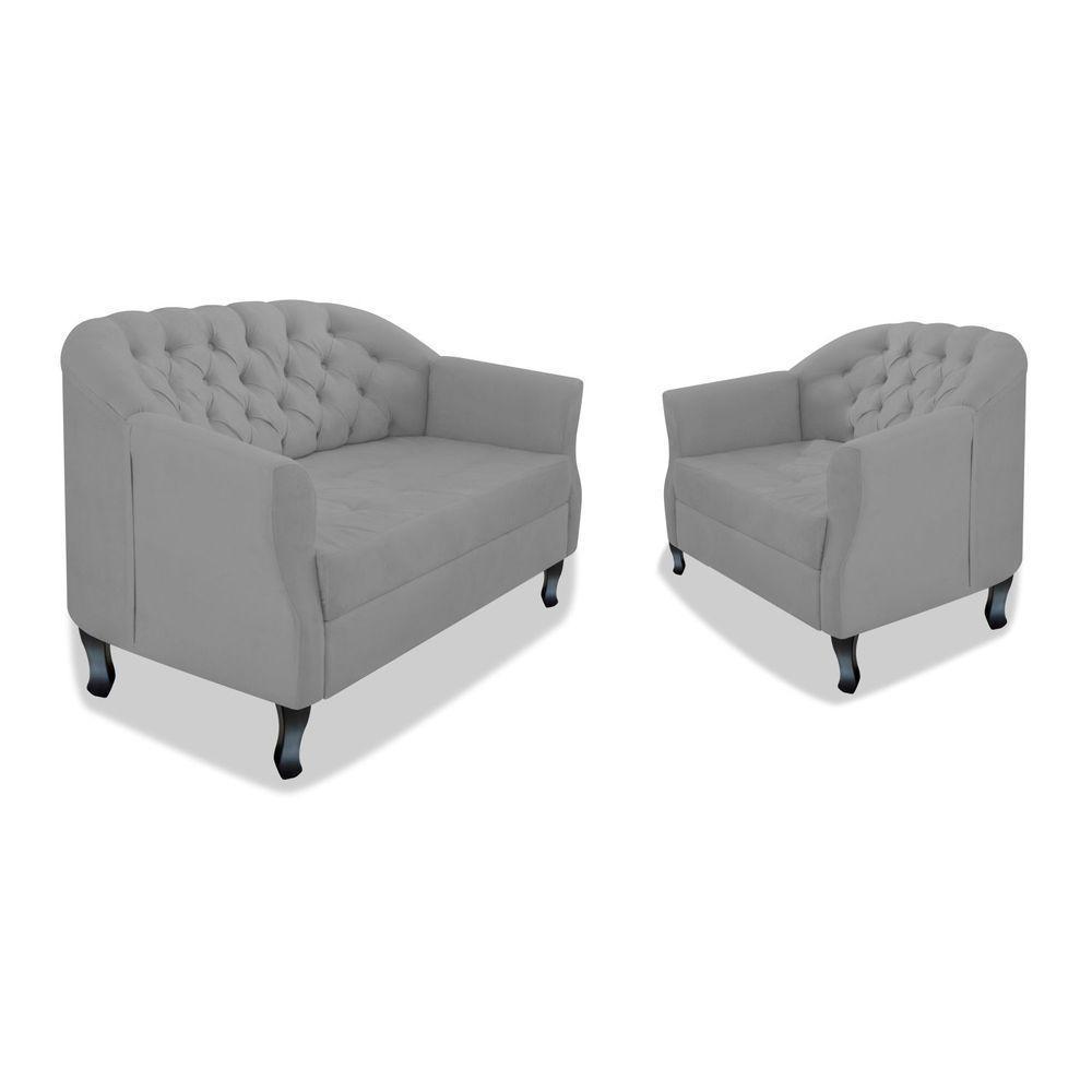 Kit Namoradeira E Poltrona Julia A02 Cinza - 1