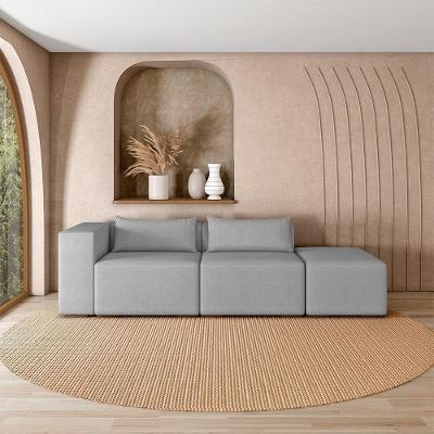 Sofá Modular Atlanta G52 378cm Cinza Veludo para Sala de Estar Gran Belo