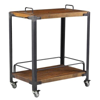 Carrinho de Churrasco Albury G54 2 Prateleiras Metal e Madeira 66CM Grafite Gran Belo