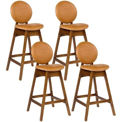 Kit 4 Banquetas Altas Ibis L02 Madeira Maciça Couríssimo Whisky Lyam Decor