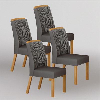 Kit 4 Cadeiras de Jantar Ilhéus Madeira Maciça Estofada Arbo
