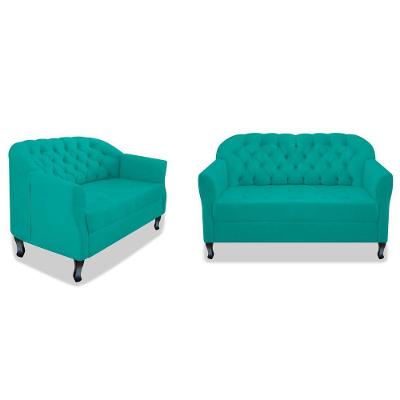 Kit Namoradeira E Poltrona Julia A02 Azul Turquesa