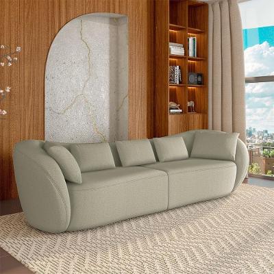 Sofá Diamond 3 Lugares 292cm Bouclê Bege Escuro G52 para Sala de Estar Gran Belo