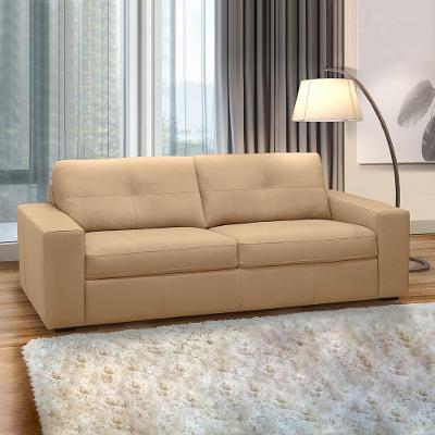Sofá Mendes G88 2 Lugares 150cm Nude Couro Pés em Madeira para Sala de Estar Gran Belo